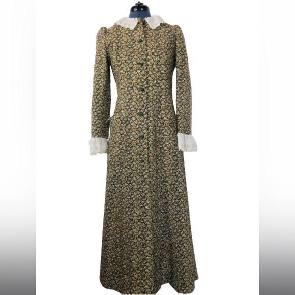 Vintage Cottagecore Robe Floral House Dress Grandma Quilted Nightgown Pockets - Picture 2 of 16